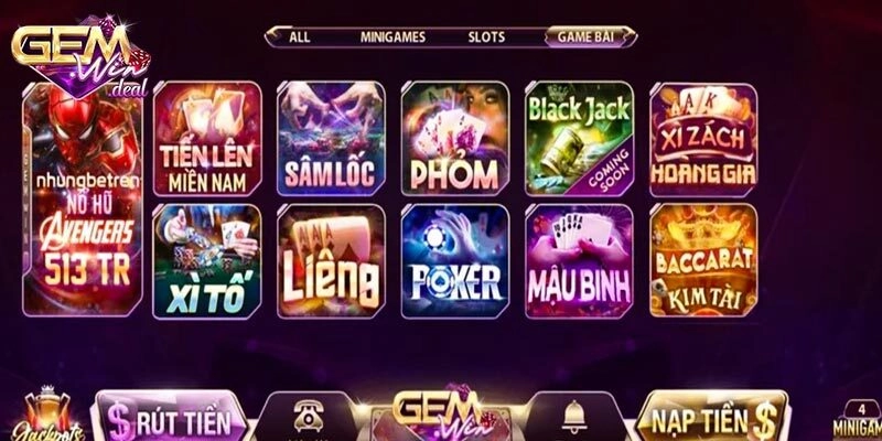 Những sản phẩm game bài ăn khách tại Gemwin