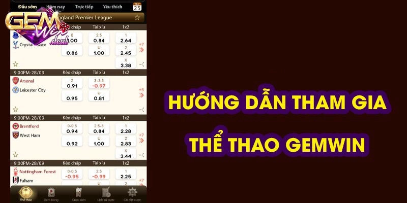 Hướng dẫn cách tham gia giải trí tại thể thao Gemwin